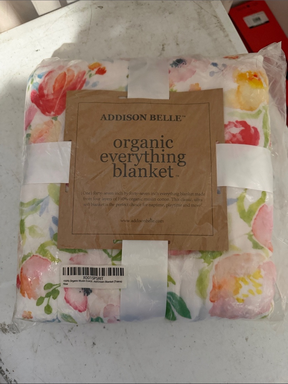 Addison Belle Organic Everything Blanket - Floral Pink & Green